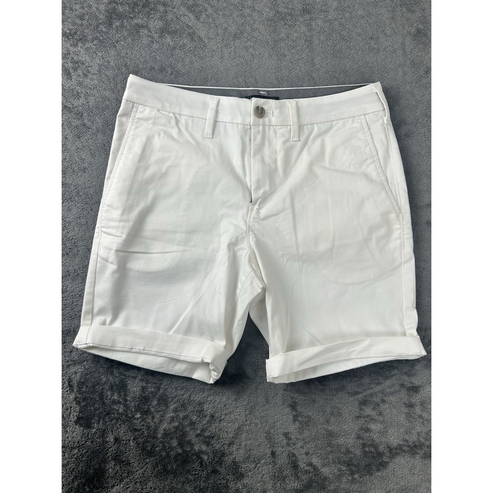 Express Slim Fit White Chino Shorts Cotton Flat Front 8" Inseam Men's Size 28